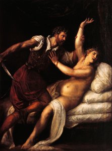 Tarquínio e Lucretia, de Ticiano (ca 1490-1576), óleo sobre painel, 84x68 cm