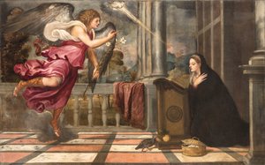 A Anunciação, ca 1538-1539. de Titian