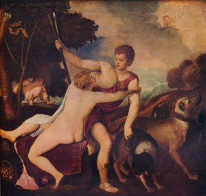 Vênus e Adônis, c1545, 1937 de Tiziano Vecelli