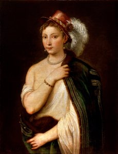 Retrato de uma jovem mulher, c1536. de Tiziano Vecelli