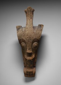 Ornamento da fachada da casa representando um singa, c.1875-1900 (madeira) de Toba Batak Culture