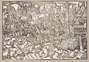 Gaius Duillius ganha uma batalha naval contra os cartagineses de Tobias Stimmer
