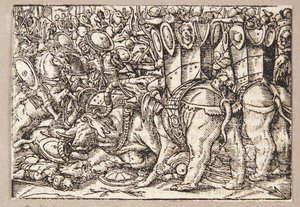 A batalha entre os Romanos e os Tarentinos de Tobias Stimmer