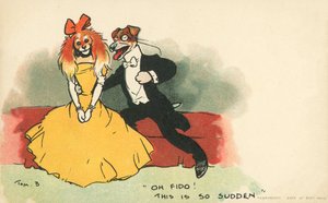 Cães vestidos como um casal romântico (cor litho) de Tom Browne