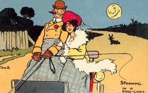 Spooning em um carrinho de cachorro (chromolitho) de Tom Browne