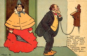 Teatro e ceia no Savoy (chromolitho) de Tom Browne