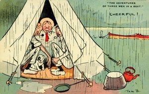 Três homens num barco (litografia a cores) de Tom Browne