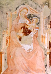 Madonna e criança, por Tommaso da Modena (1326-1379), fresco, Igreja de San Francesco, Treviso