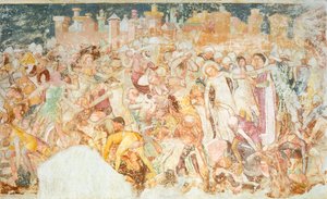 Martírio, detalhe da Lenda de Santa Úrsula de Tommaso da Modena (1326-1379), fresco, detalhe, Igreja de Santa Caterina, Treviso