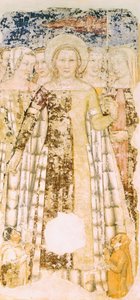 Santa Úrsula em glória, detalhe de Histórias de Santa Úrsula, de Tommaso da Modena (1326-1379), fresco, Igreja de Santa Caterina, Treviso