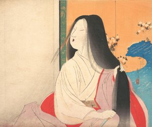 Lady Kesa de kuchie frontispício de um romance, ca. 1906. de Tomioka Eisen