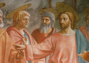 Jesus, São Pedro e o cobrador de impostos de Tommaso Masaccio