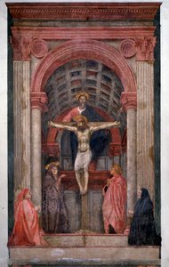 O Deus Trindade, Jesus Cristo crucifica São João e a Virgem com dois doadores - Fresco