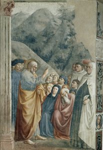 Pregação de São Pedro - Fresco por Tommaso di Cristoforo Fini dit Masolino da Panicale (1383-around 1440), 255x162 cm, cerca de 1425. Florença, Igreja de Santa Maria del Carmine, Capela Brancacci de Tommaso Masolino da Panicale