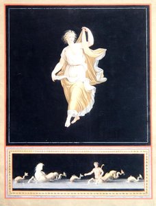 Cópia de uma pintura alegórica pompeia, um desenho de papel de parede panorâmico, c,1790