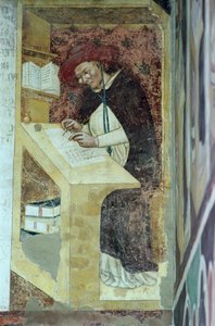 Hugues de Provence em sua mesa, do Ciclo de "Quarenta Membros Ilustres da Ordem Dominicana", na Chapterhouse 1342