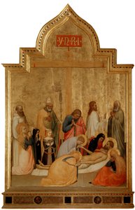 Pieta com santo Remigius e santo Benedict (tempera sobre madeira, c.1365) de Tommaso di Stefano Giottino