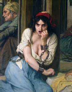 Philippe Pinel (1745-1826) liberando os lunáticos de suas cadeias no asilo Salpetriere em Paris em 1795, 1886 (detalhe ver também 164469)