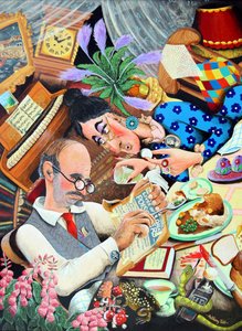 Sr. & Sra. Pugh enquanto ele conspira a morte da sua esposa, 2005 (acrílico sobre painel)