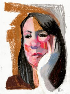 Retrato colorido e pensativo de Tore Bahnson