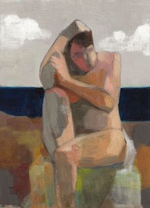 Figura contemplativa na praia