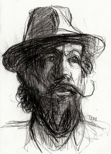 Retrato intenso de um homem barbudo de Tore Bahnson