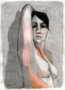 Desenho de uma figura pensativa de Tore Bahnson