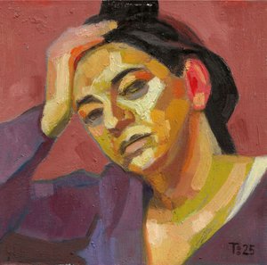 Retrato de uma mulher pensativa