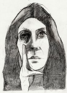 Retrato de uma mulher pensativa