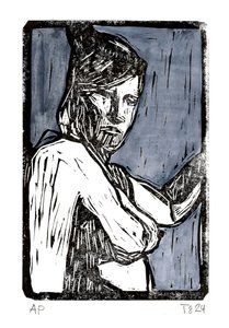 Retrato de uma mulher pensativa de Tore Bahnson