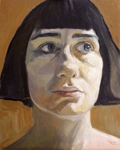 Retrato de uma mulher pensativa de Tore Bahnson