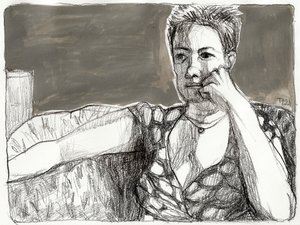 Retrato de uma mulher pensativa de Tore Bahnson