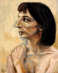 Perfil de uma mulher pensativa de Tore Bahnson