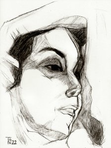 Esboço de uma mulher pensativa de Tore Bahnson