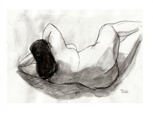 Desenho de nu reclinado