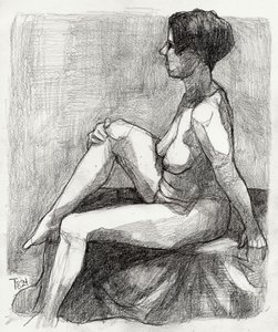Esboço de uma figura nua sentada