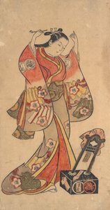 Retrato de Sanjo Kantaro no Papel Feminino de Yaoya Oshichi na peça Fuji no ..., ca. 1730-40. de Torii Kiyomasu II.