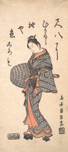 Sanokawa Ichimatsu I em Grayish Blue e Rose Walking Toward the Left, 1756., 1756. de Torii Kiyomitsu
