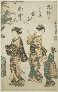 Dar um passeio no dia de Ano Novo de Torii Kiyomitsu I