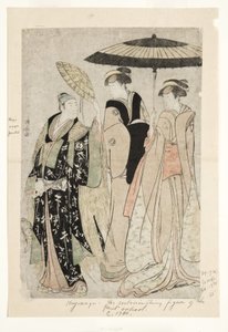 Atores na peça Oakinai Hiruga kojima, Teatro Nakamura, XI1784, 1784 (xilogravura) de Torii Kiyonaga