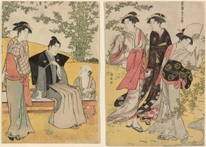 Um passeio em Hagidera, da série "A Brocade of Eastern Manners (Fuzoku Azuma no nishiki)" de Torii Kiyonaga