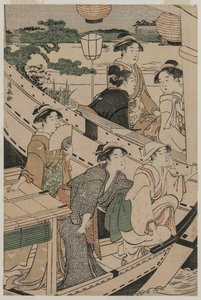 Passeio de barco no rio Sumida de Torii Kiyonaga