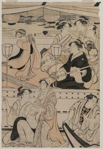 Passeio de barco no rio Sumida de Torii Kiyonaga