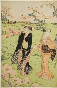 Observação de cerejeiras em Asuka Hill de Torii Kiyonaga