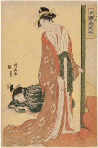 Courtesan Going to Bed, da série "Dez Tipos de Belezas em Imagens (Jittai e-fuzoku)" de Torii Kiyonaga