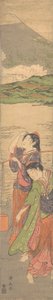 Dança das Donzelas da Praia, final do século XVIII. de Torii Kiyonaga