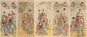 Onze Atores Celebrando o Festival do Santuário dos Irmãos Soga de Torii Kiyonaga