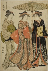 Animadores de Tachibana (Kitchugi), da série "A Collection of Contemporary Beauties of the Pleasure Quarters (Tosei yuri bijin awase)" de Torii Kiyonaga