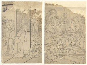 Festa na casa de chá Komeikan de Torii Kiyonaga