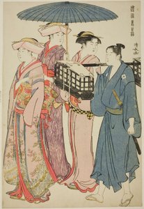 Indo a um Piquenique, da série "A Brocade of Eastern Manners (Fuzoku Azuma no nishiki)" de Torii Kiyonaga
